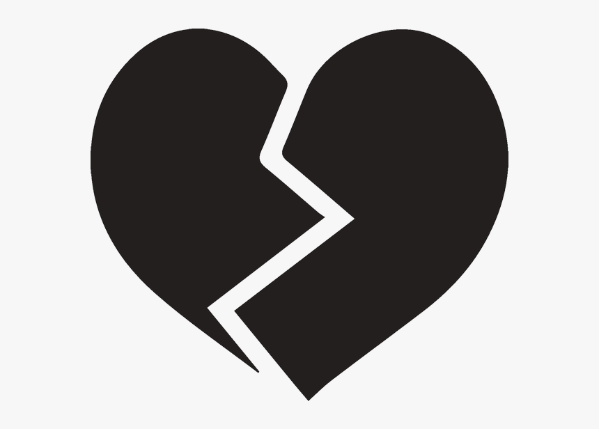 Broken Black Heart Emoji - Heartbreak Emoji Black And White, HD Png Download, Free Download