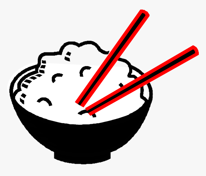 Rice, Bowl, Chopsticks, Asian, Food, Drawing, Chinese - Rice Clip Art, HD Png Download, Free Download