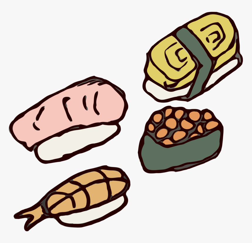 Sushi Salmon As Food Drawing Roe , Transparent Cartoons - Food Drawing, HD Png Download, Free Download