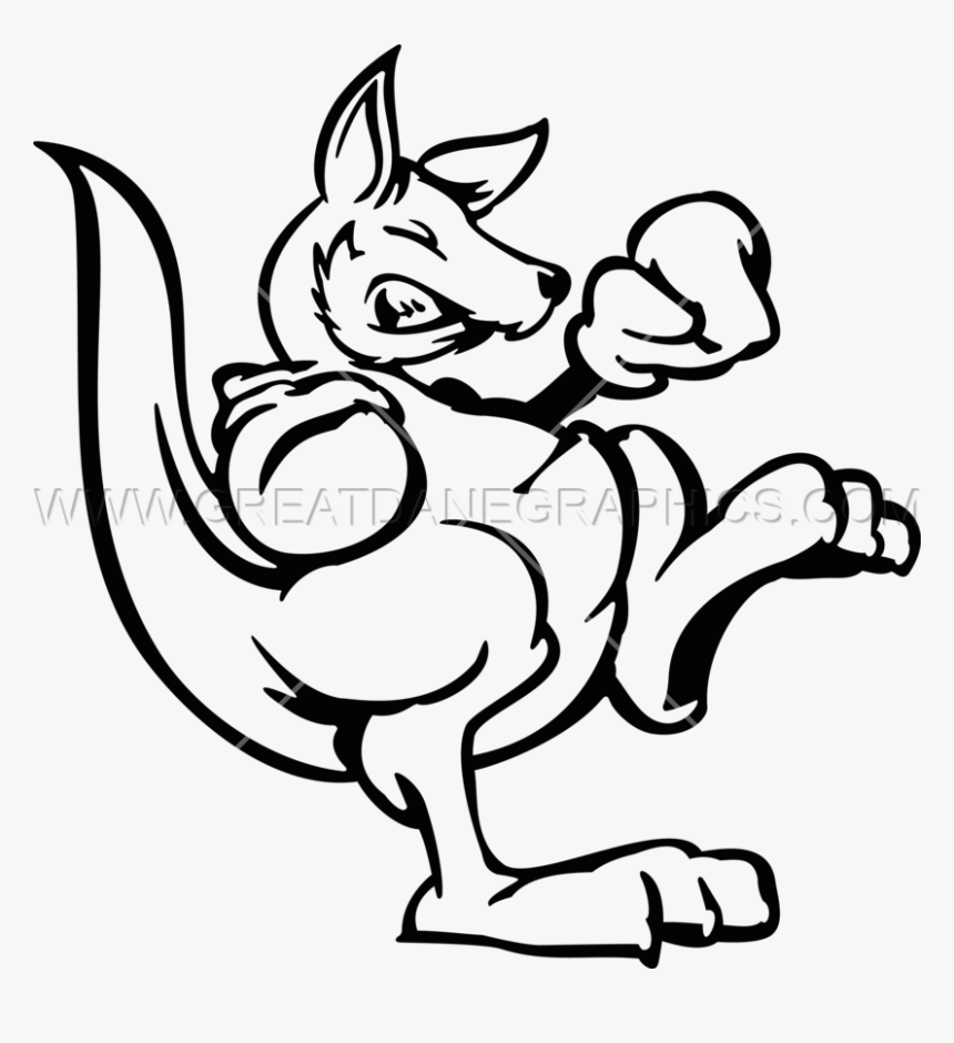 Drawing Kangaroos Fat - Boxing Kangaroo Drawing Vector Art, HD Png Download, Free Download