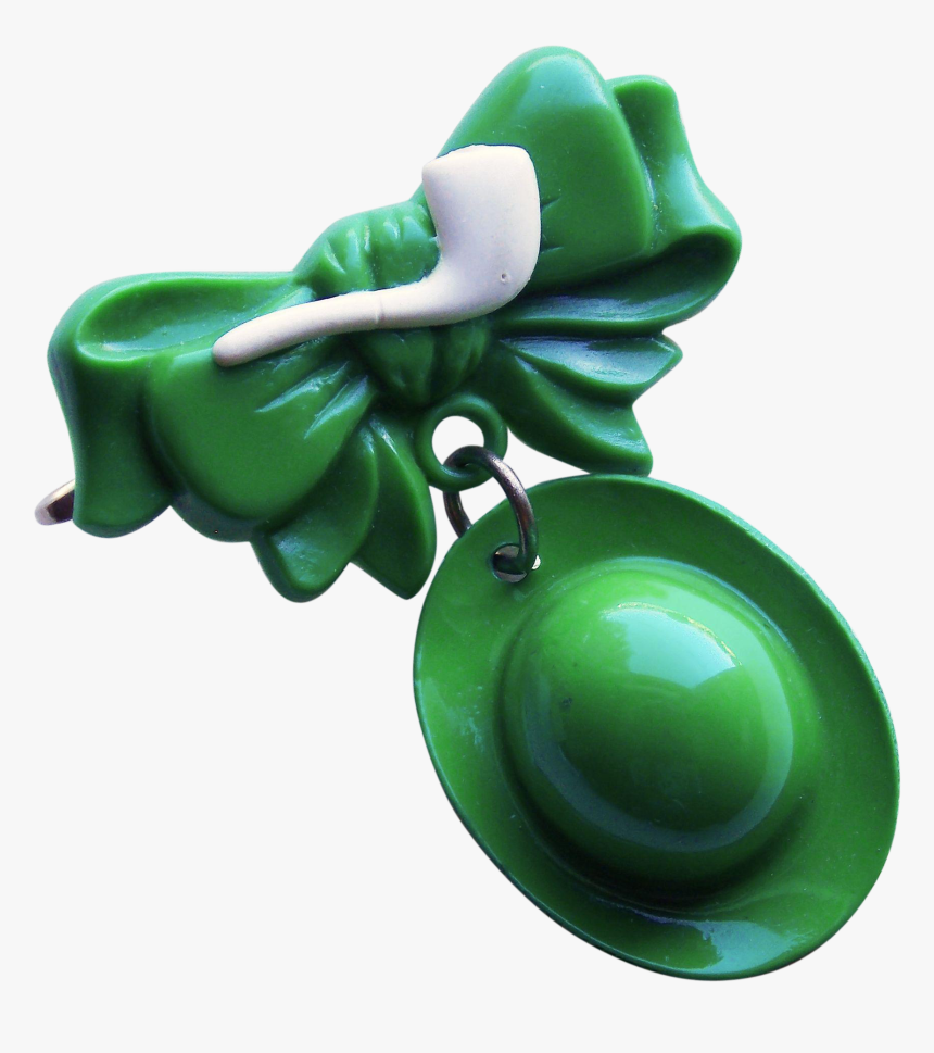 Lucky Leprechaun Hat & Pipe Vintage Green Plastic Pin - Locket, HD Png Download, Free Download