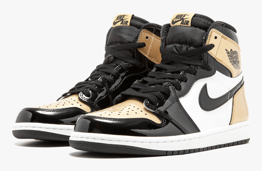 Air Jordan 1 Retro High "gold Toe - Bred Toe And Gold Toe, HD Png Download, Free Download