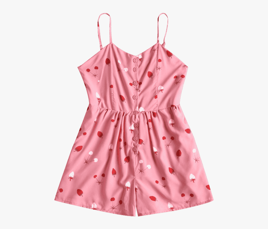 Ladies Garments Png - Pink Romper With Strawberries, Transparent Png, Free Download