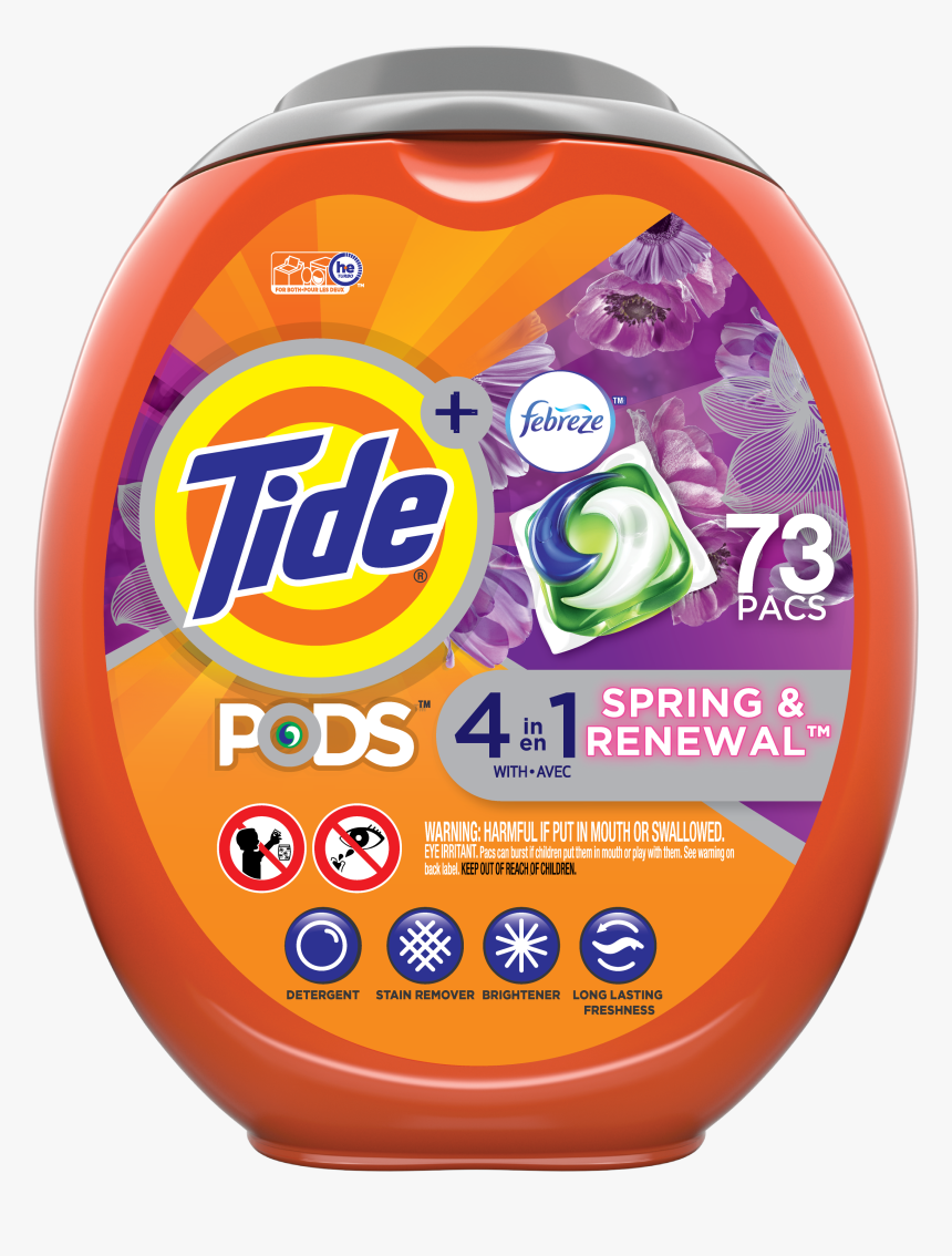 Tide Pods Liquid Laundry Detergent Pacs Spring, HD Png Download, Free Download