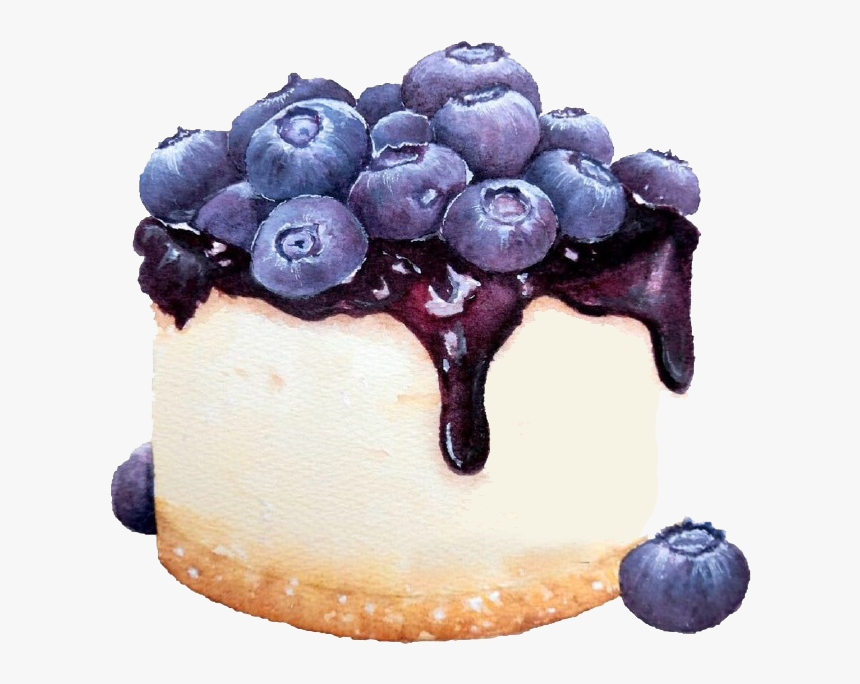 #food #cake #berries #cheesecake #watercolors #watercolor - Watercolour Food, HD Png Download, Free Download