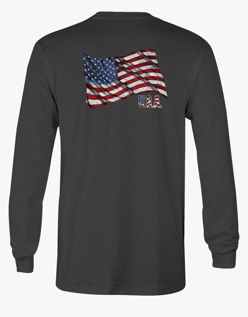 American Long Sleeve Tshirt Usa Flag Waving Shirt For - Long Sleeve T Shirt With Print Mens, HD Png Download, Free Download