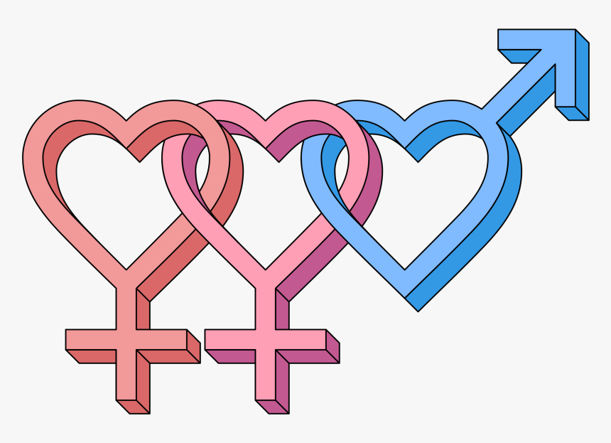Female Bisexual Hearts 3d Symbol - Female Bisexual Symbol, HD Png Download, Free Download