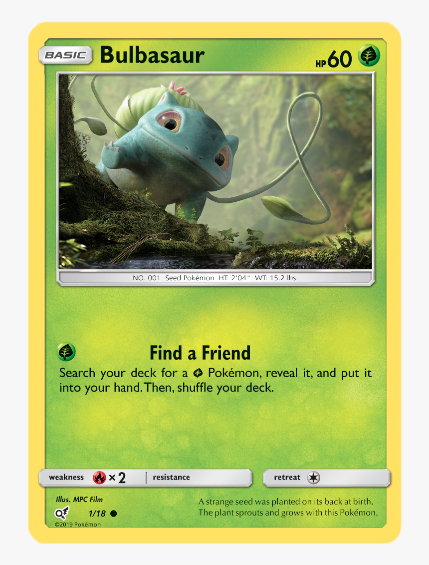 Bulbasaur - 1/18 - Holo Common - Bulbasaur Detective Pikachu Card, HD Png Download, Free Download