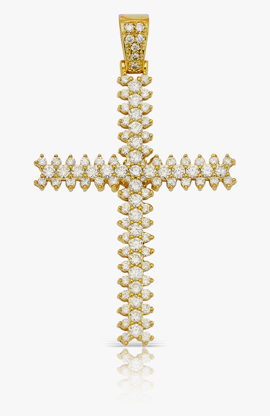 10k Yellow Gold Diamond Cross Pendant - Cross, HD Png Download, Free Download