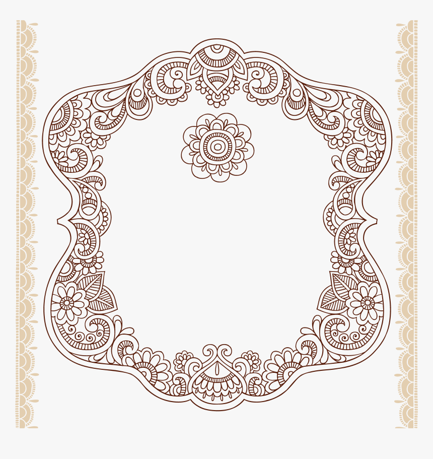 Tattoo Material Ham Pattern Henna Illustration Vector - Frame Henna Design, HD Png Download, Free Download