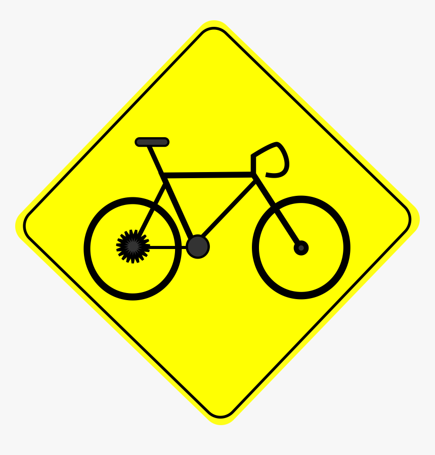 Bike Crossing Caution Road Sign - Bike Clip Art, HD Png Download, Free Download