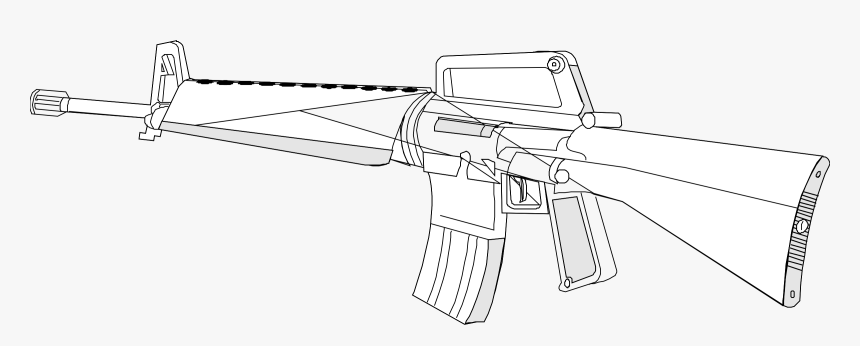 Line Art,angle,machine Gun - M16 Clipart Black And White, HD Png Download, Free Download