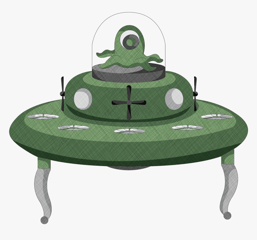 Alien Spaceship Art Drawing - Vector Graphics, HD Png Download, Free Download