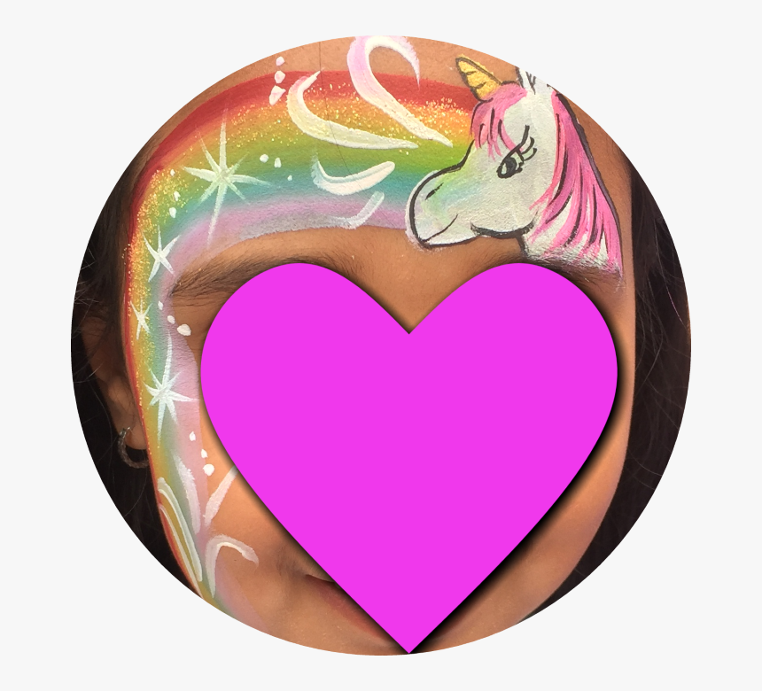 Uploading 1 / 1 Unicorn Rainbow Face Painting Circle - Heart, HD Png Download, Free Download