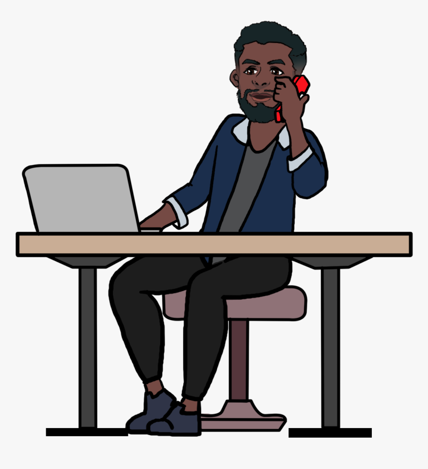 Man Sitting At Desk, HD Png Download, Free Download