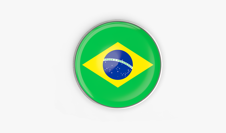 Round Button With Metal Frame - Flag Of Brazil, HD Png Download, Free Download