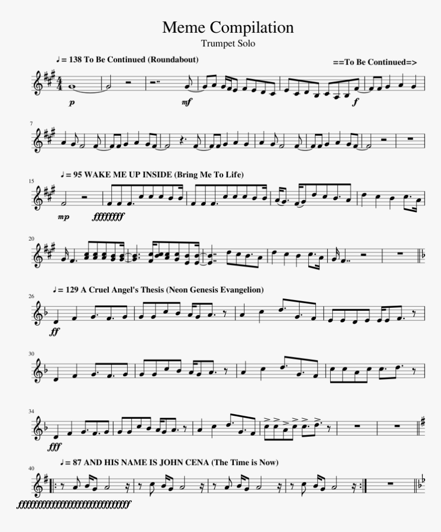 Trumpet Meme Sheet Music, HD Png Download, Free Download