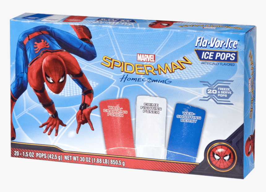 Fla Vor Ice Spider Man Ice Pops - Spiderman Ice Pops, HD Png Download -  kindpng