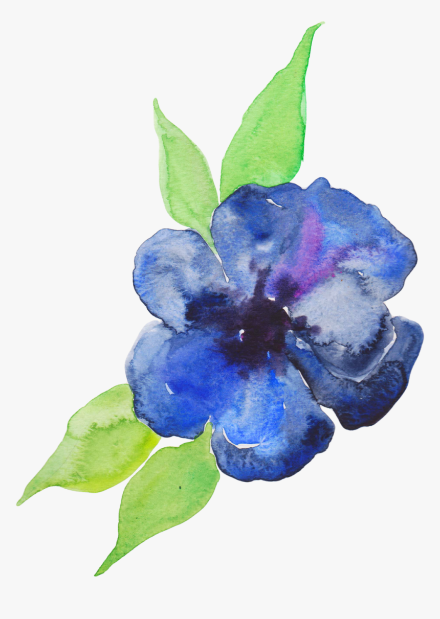 Blue Watercolor Flower Png - Blue Watercolor Flower Transparent Background, Png Download, Free Download