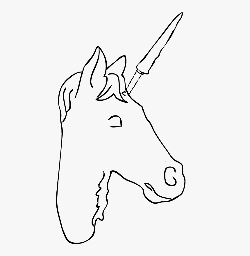 Inserting Horn Into The Head, Side View - Line Art, HD Png Download, Free Download