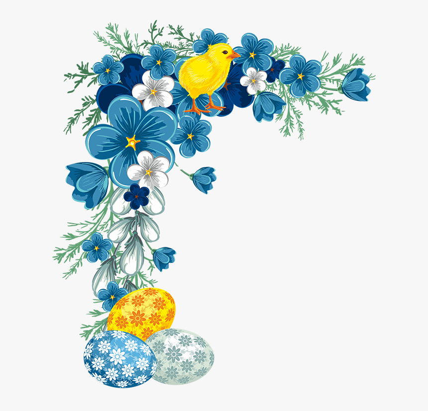 Easter Corner Border Frames - Blue Flower Border Png, Transparent Png, Free Download