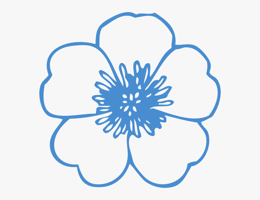 Blue Flower Svg Clip Arts - Printable Flower Clip Art Black And White, HD Png Download, Free Download