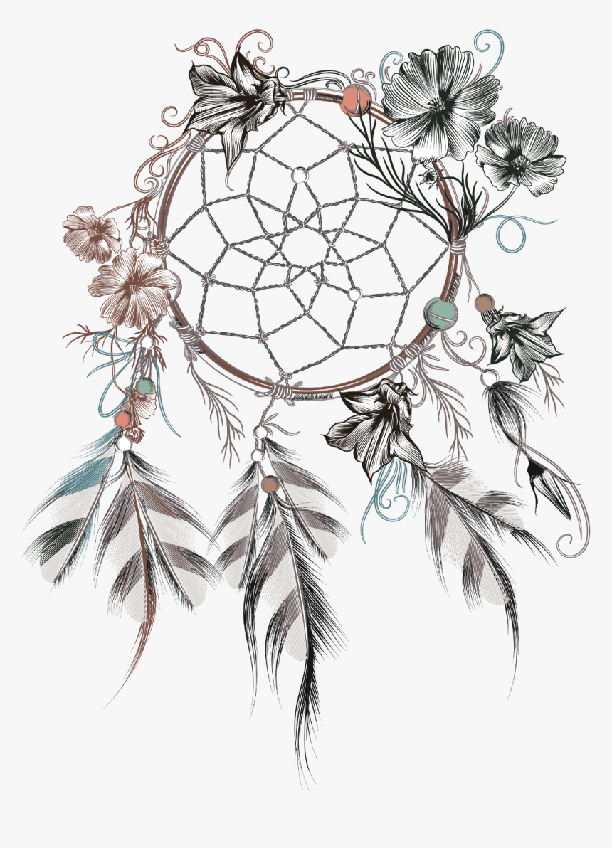 Transparent Dreamcatcher Clipart - Flower Dream Catcher Drawing, HD Png Download, Free Download