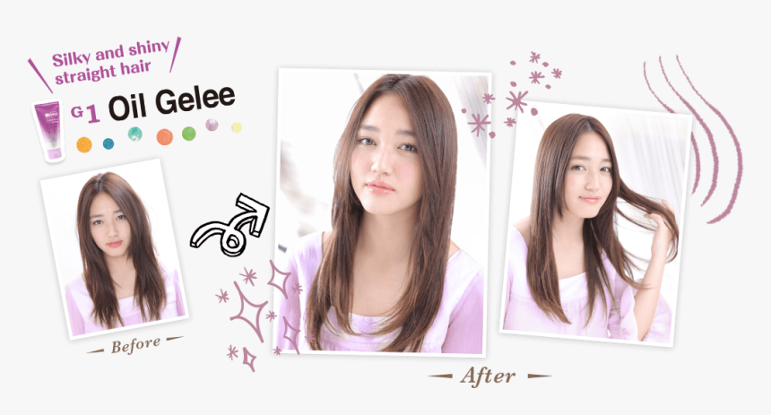 Silky And Shiny Straight Hair G1 Oil Gelee - Girl, HD Png Download, Free Download