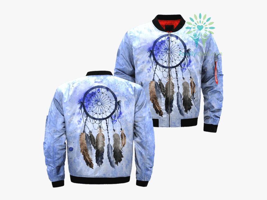 Dreamcatcher Watercolor Painting Over Print Bomber - Dream Catcher On Jacket, HD Png Download, Free Download