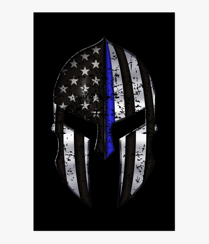 Thin Blue Line Flag Poster"
 Class= - Thin Blue Line Spartan Mask, HD Png Download, Free Download