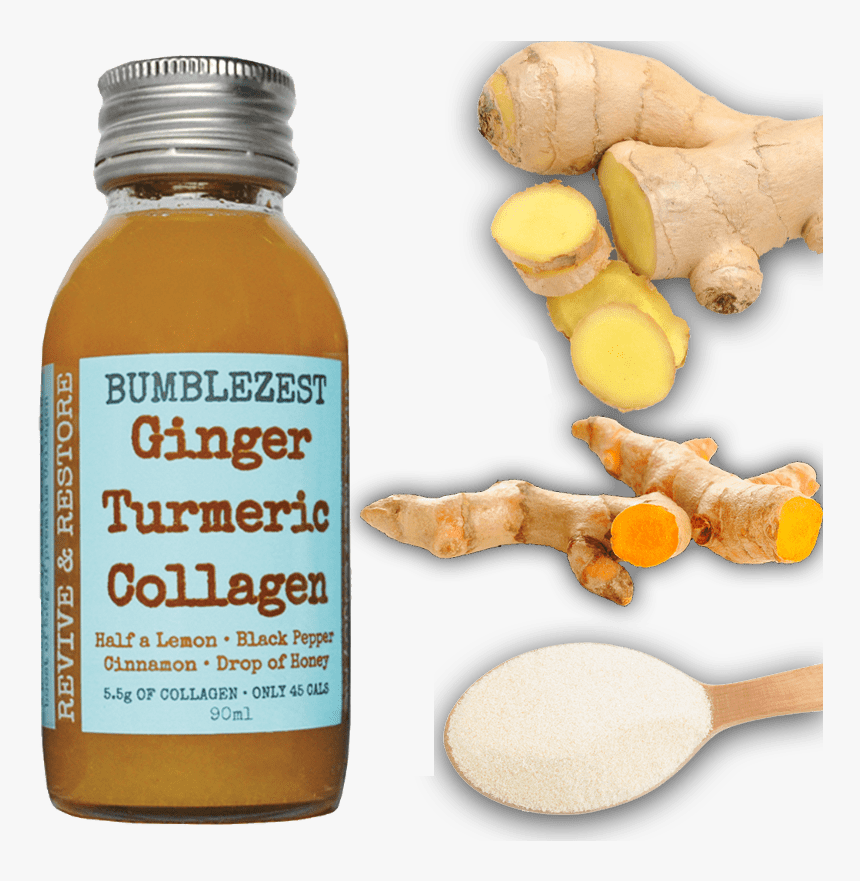 Ginger Turmeric Collagen Bottle With Ingredients - Greater Galangal, HD Png Download, Free Download