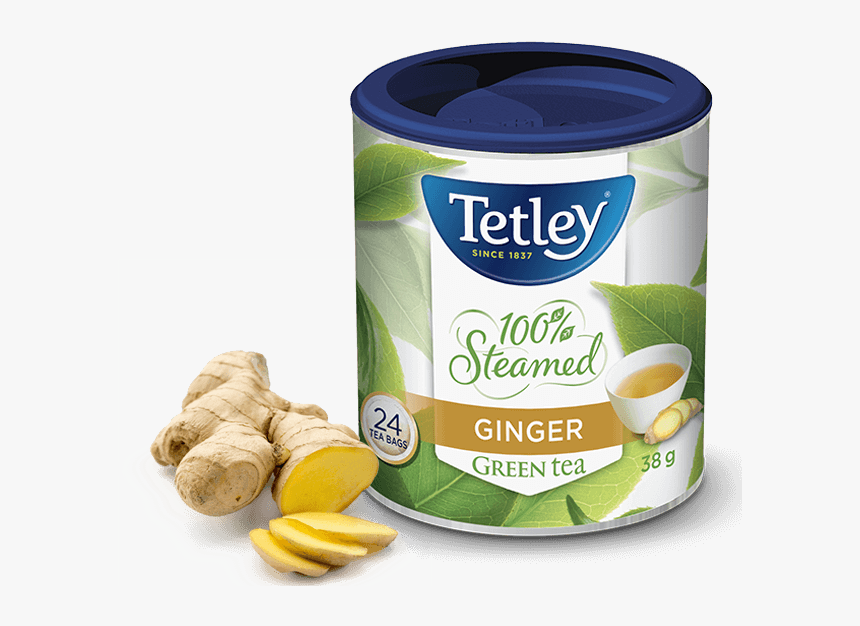 Tetley 100% Steamed Green Tea With Ginger - Tetley Ginger Green Tea, HD Png Download, Free Download