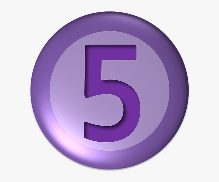 Numbers, Five, Ball, Button - Number 5 In Purple, HD Png Download, Free Download