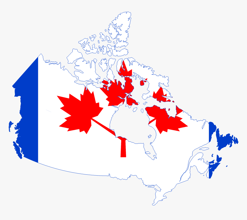 Flag Map Of Canada - Red White And Blue Canadian Flag, HD Png Download, Free Download