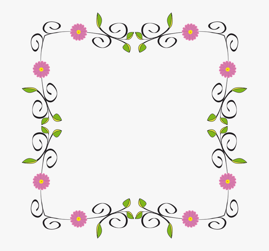 Abstract Floral Frame Png - Clip Art Border Flowers, Transparent Png, Free Download