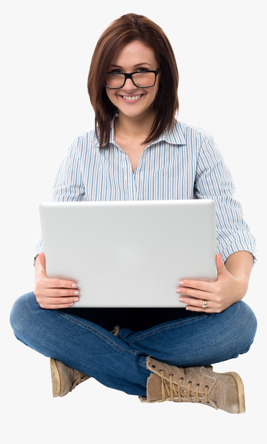 Woman Sitting With Laptop Png, Transparent Png, Free Download