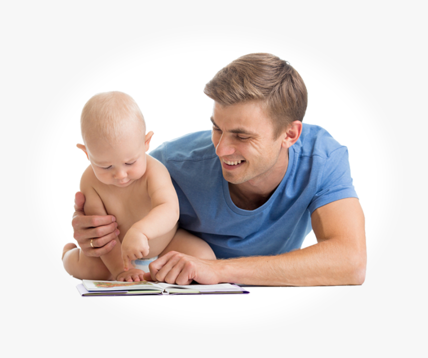 Dad With Baby Reading Png - Baby Reading With Dad, Transparent Png, Free Download