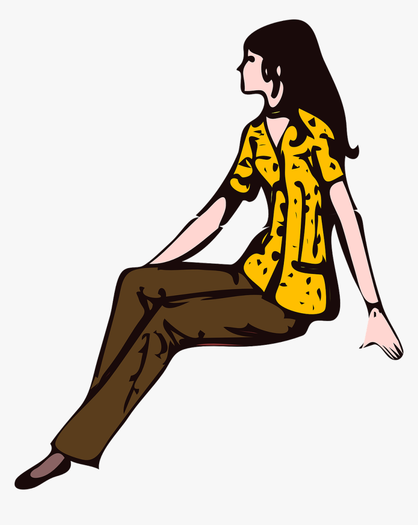 Woman, Girl, Shirt, Sitting, Pants - Woman Sitting Clipart, HD Png Download, Free Download