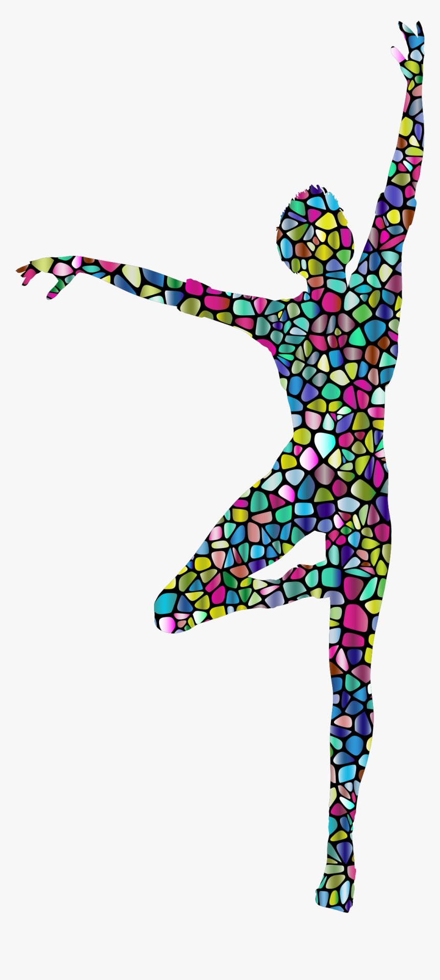 Polyprismatic Tiled Dancing Woman Silhouette With Background - Colorful Dancer Silhouette Transparent Background, HD Png Download, Free Download