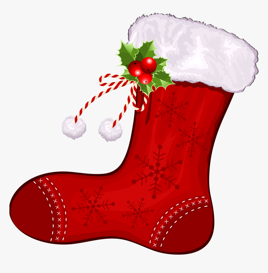 Large Transparent Christmas Red Stocking Png Clipart - Clipart Transparent Christmas Stockings, Png Download, Free Download