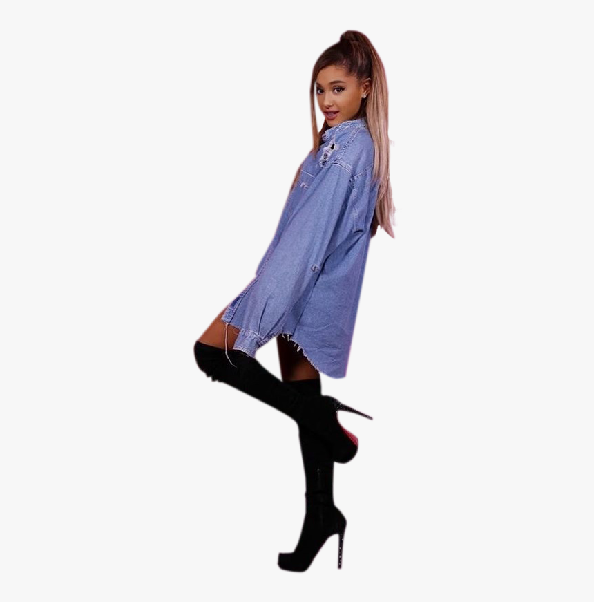 Ariana Grande In Blue Pullover And Black Stockings, HD Png Download, Free Download