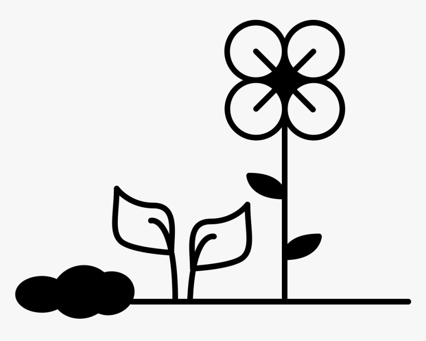 Flowers And Plants On Soil - Water Plants Clipart Black And White, HD Png Download, Free Download