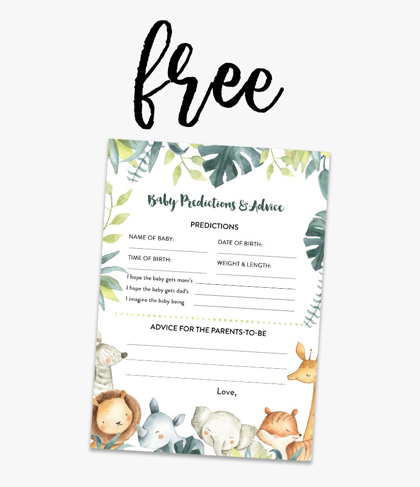 Safari Animals Baby Shower Game Pack - Safari Animals Baby Ahower, HD Png Download, Free Download