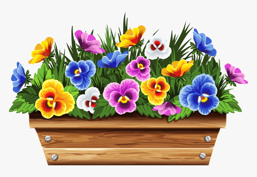 Potted Plants Clipart Planter Box - Window Flower Box Clipart, HD Png Download, Free Download