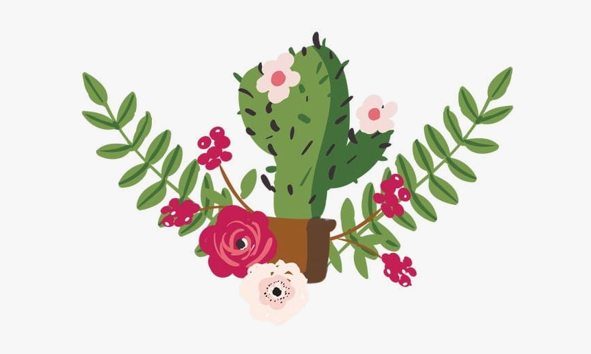 Cactus Potted Clipart Drawing Plant Flower Free Transparent - Cactus Clipart Png, Png Download, Free Download