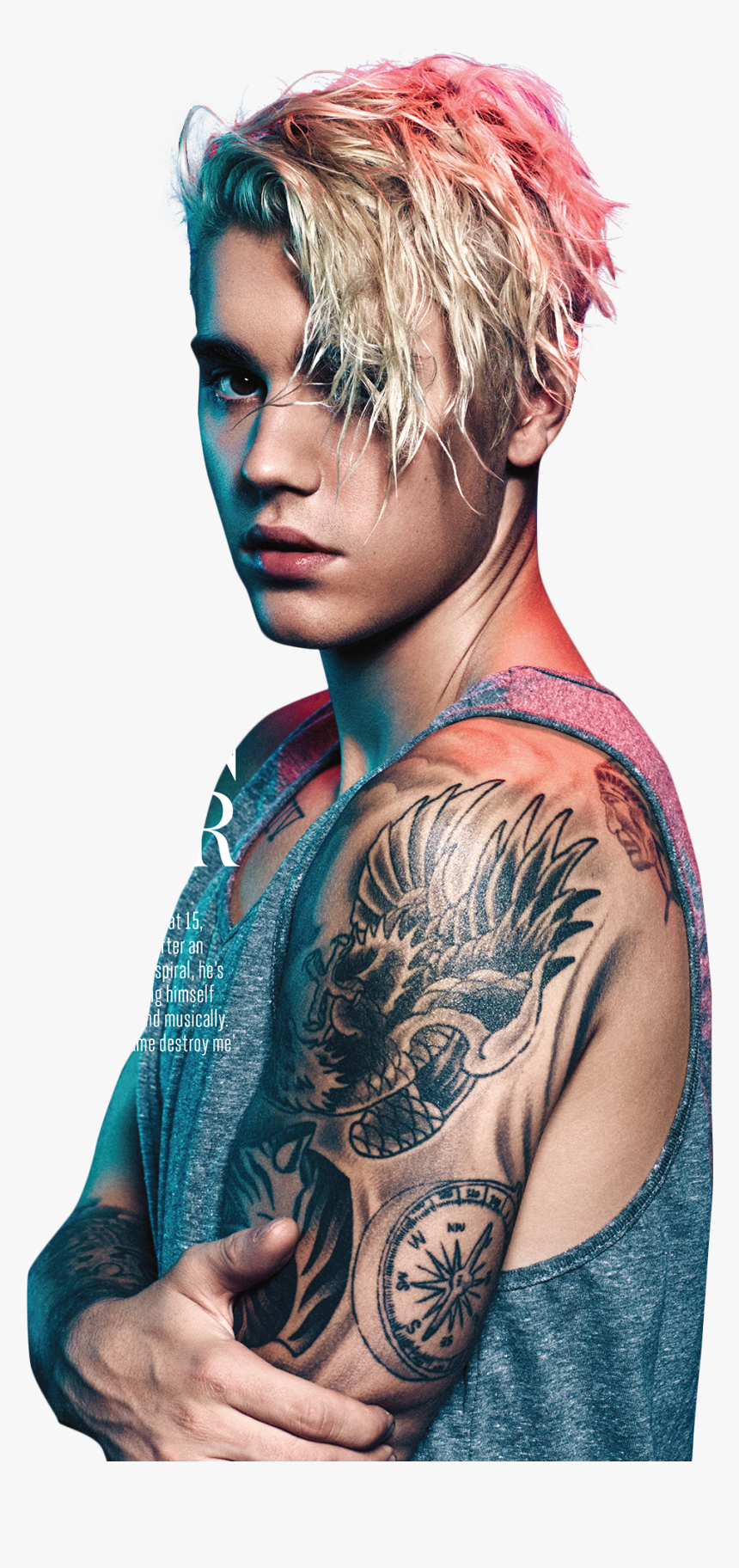 Justin Bieber Blue Red Light Png Image - Justin Bieber Billboard Photoshoot, Transparent Png, Free Download