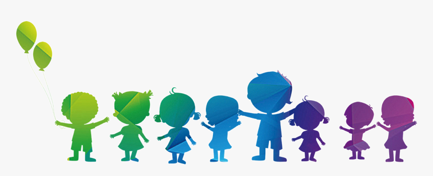 Children Silhouettes Holding Hands Png Download - Children Silhouette Colorful Png, Transparent Png, Free Download