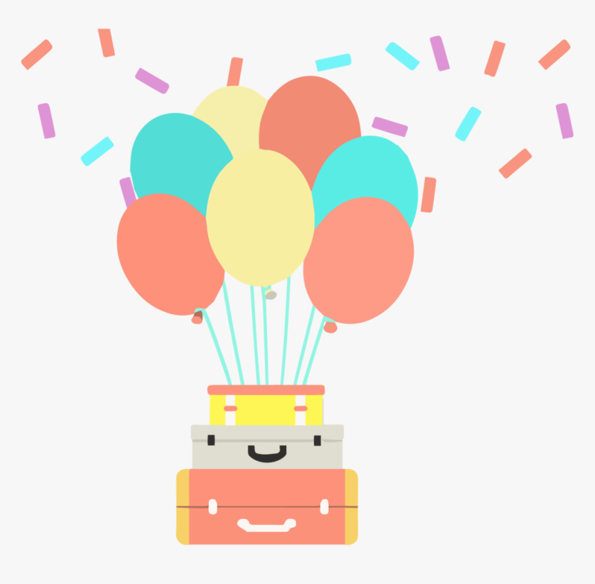 Suitcases With Balloons - Hot Air Balloon, HD Png Download, Free Download