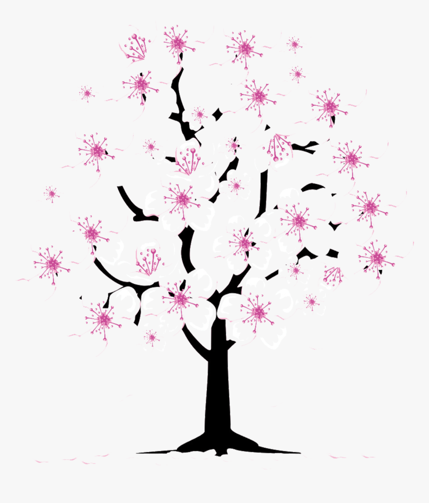 Pretty Clipart Cherry Blossom Tree - Peach Blossom Tree Cartoon, HD Png Download, Free Download