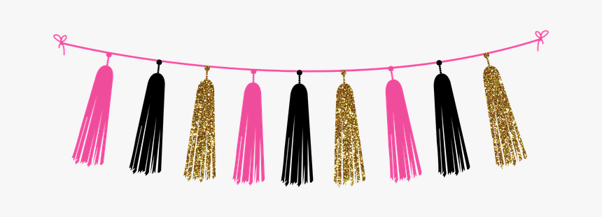 Tassel, Garland, Pink, Black, Gold, Glitter, Decoration - Transparent Merry Christmas Bunting, HD Png Download, Free Download